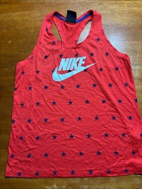 Nike Red Star-Print Racerback Tank with White Swoosh